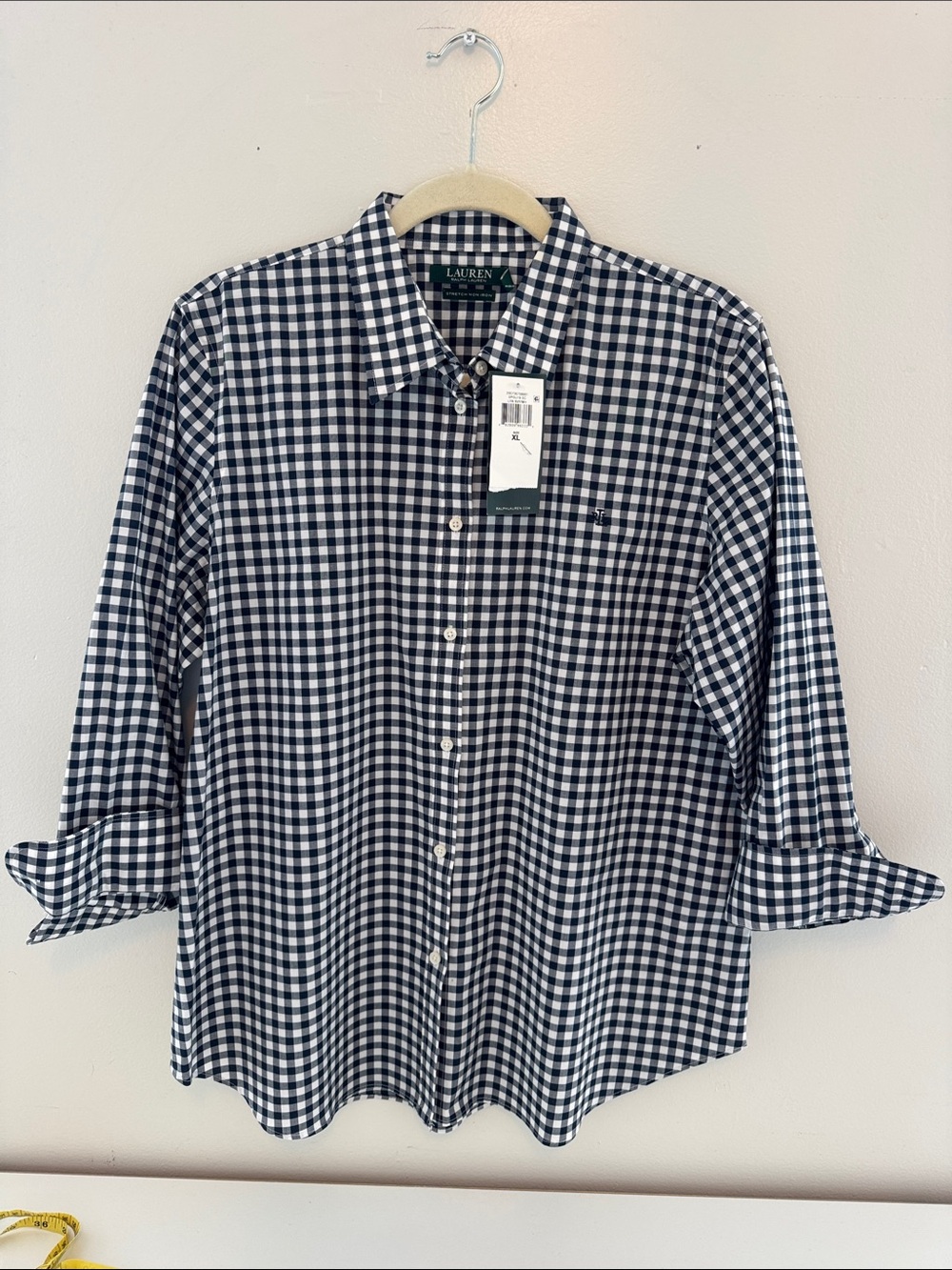 Lauren Ralph Lauren Navy & White Gingham Button-Down Shirt